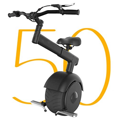 Electric Bike : WARM ROOM Electric Unicycle, Smart Scooter, Somatosensory Mode, 60V / 800W Motor, The Fastest Speed Is 15Km / H, Adult Unicycle With Seat and Handlebar, Black