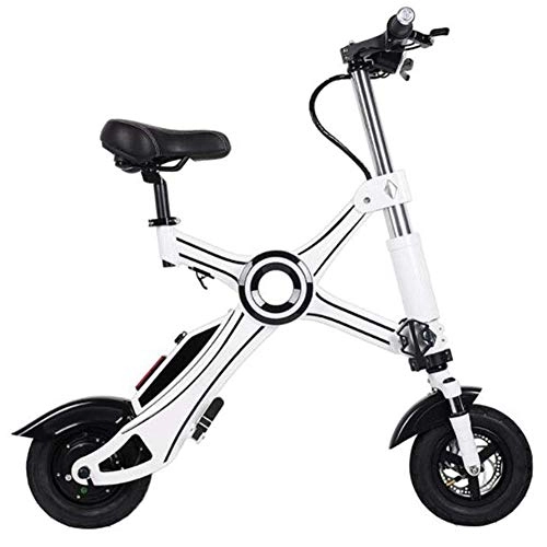 Electric Bike : WARM ROOM Folding Electric Bike, Bicycle Lithium Battery 250W Speed Up To 25Km / H With LED Lighting And Disc Brakes Smart Electronic Vehicle, White