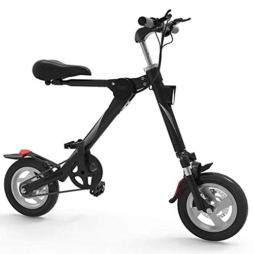 Electric Bike : WARM ROOM Mini Folding Electric Car, Adult 36V Lithium Battery Control Bicycle Two-wheel Portable Travel Battery Car LED Lighting (Can Bear150KG), Black, 65km