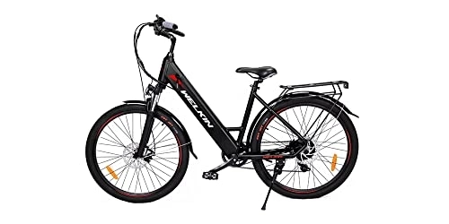 Electric Bike : Welkin Odyssey Step-Through Electric Bike for Adults, City Bike Electric Mountain Bike with Removable Battery and Long Range (BLACK)