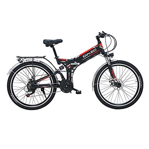 Electric Bike : Wenore Electric Bicycle, 48V 10A Lithium Battery Folding Bicycle Mountain Bike E Bicycle 17 * 26 Inch 21 Speed Bicycle Smart Electric Bicycle City Riding And Commuting