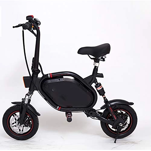 Electric Bike : Wenore Electric Bicycles Fast Folding Electric Bike for Single Person 12Inch Lithium Battery 36V250w Motor Front Driven Mini Size, Black