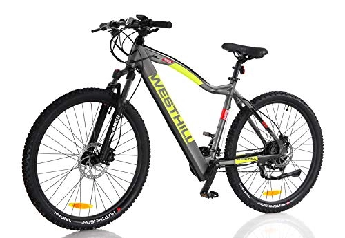 Electric Bike : Westhill Phantom Electric Mountain Bike | Concealed Integrated Battery - Grey & Yellow (Phantom Plus (14Ah Battery))