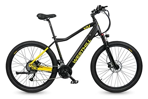 Electric Bike : Westhill Venture 27.5″ Electric Mountain Bike 14Ah E-bike | Integrated Battery, Aluminium Frame, Front Suspension (Black)