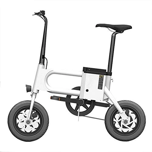Electric Bike : Wgw Adult Folding Battery Car, Electric Bike with Pedal Assist Removable Battery with Electronic Intelligent Anti-Theft, Aluminium Frame And Disc Brakes, White, 7.5AH