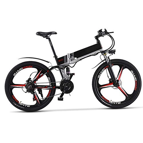Electric Bike : Wheel-hy Electric Mountain Bike, 26 Inch Folding E-bike, 36V 13Ah Premium Full Suspension and Shimano 7 Speed Gear