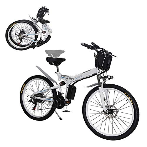 Electric Bike : WHKJZ 26 Inch Folding Adults Electric Mountain Bike, with Removable 350W 36V 8AH Lithium Battery, 21 Speed Shifter 4 Gears Fixed Speed Cruise Control Urban Commuting Bicycle