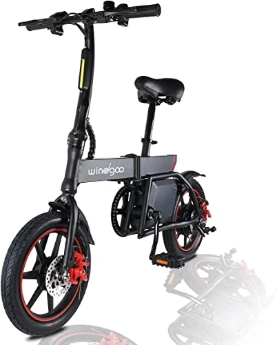 Electric Bike : Windgoo B20 Electric Bike, 36V 6.0Ah Folding E-bike for Adults, 14" Wheel, Dual Disc Brake with Pedal Assist Commuting Bicycle, Max Speed 25 km / h