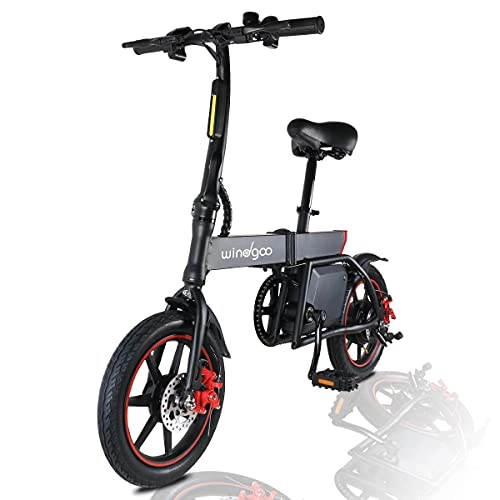 Electric Bike : Windgoo B20 Electric Bike, Folding E-bike for Adults, 14" Wheel, Dual Disc Brake with Pedal Assist Commuting Bicycle, Max Speed 25 km / h, 42V 6Ah Lithium Battery