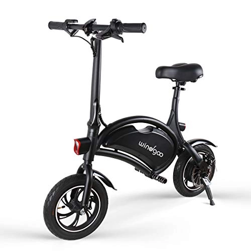 Electric Bike : Windgoo Electric Bike, Foldable 12 inch 36V E-bike with 6.0Ah Lithium Battery, City Bicycle Max Speed 25 km / h, Disc Brake (Black-B)