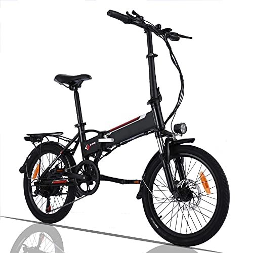 Electric Bike : Winice Electric Bike 20" Folding Electric Bike or Adults, 250W Adult Electric Bicycle / City Ebike with Removable 36V 8A Lithium-ion Battery, Shimano 7 Speed Transmission Gears (Black)