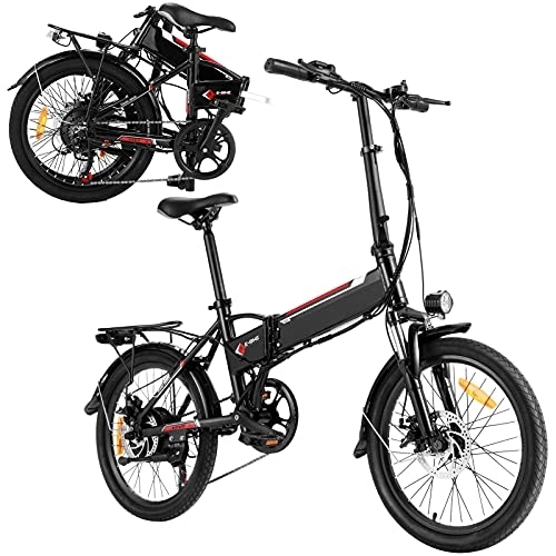 Electric Bike : Winice Folding Electric Bike Ebike, 20 Inch Electric Bicycle with 36V 8Ah Removable Battery, Ebike with 250W Motor 7 Speed Gears Adult Electric Bicycle (BLACK)