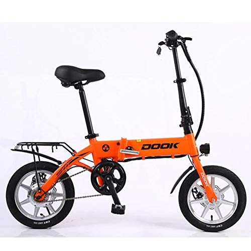 Electric Bike : WJH Folding Electric Bike, 14 Inch Portable Aluminum Alloy Bicycle, 350W motor, 35km / h and 36V 10Ah Lithium-Ion Battery, Yellow