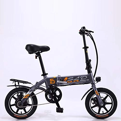 Electric Bike : WJH Folding Electric Bikes for Adults 10AH 350W 14 inch 36V Lightweight with LED Headlights and 3 Modes Suitable for Men Teenagers Fitness City Commuting, Gray