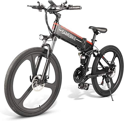Electric Bike : WJJH Folding Electric Bicycle Aluminum Alloy Electric Mountain Bike Unisex Adult Youth 26 Inch 25km / h 48V 10 AH 350W 21 Speed Electric Ebike with Pedals Power Assist, A