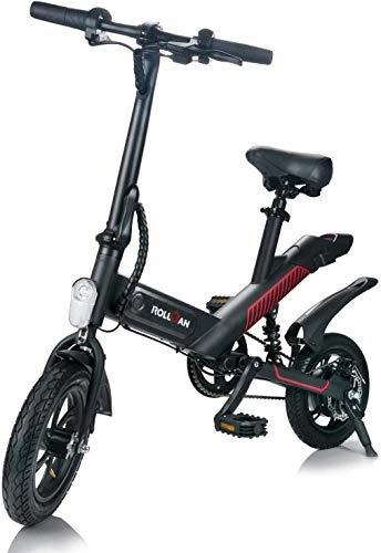 Electric Bike : WJSW Electric Bike, Folding E-Bike 25Km / H 250W City with 6Ah Li-ion Battery, 12 inch Tire 3 Working Modes, Black,