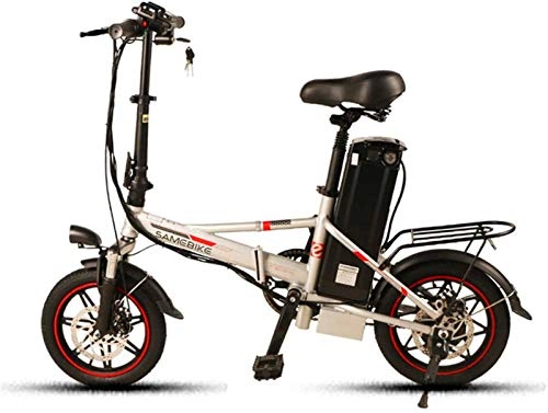 Electric Bike : WJSWD Electric Snow Bike, 14" Folding Electric Bike with 48V 12AH Lithium Battery 350W High-Speed Motor City Bicycle Max Speed 25 Km / H Load Capacity 100 Kg Lithium Battery Beach Cruiser for Adults