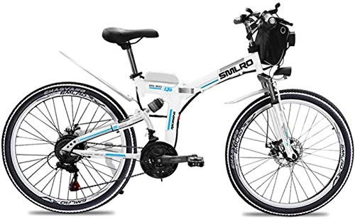 Electric Bike : WJSWD Electric Snow Bike, 26" Electric Mountain Bike Folding Electric Bike with Removable 48V 500W 13Ah Lithium-Ion Battery for Adult Max Speed Is 40Km / H Lithium Battery Beach Cruiser for Adults