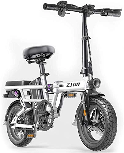Electric Bike : WJSWD Electric Snow Bike, Folding Electric Bike for Adults, Commute Ebike with 400W Motor And USB Charging Electric, City Bicycle Max Speed 25 Km / H Lithium Battery Beach Cruiser for Adults