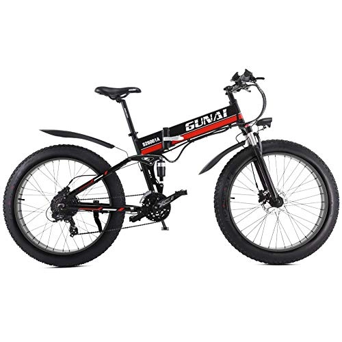 Electric Bike : WK Electric Snow Bike 48V 1000W 26 inch Fat Tire Ebike with Removable Lithium Battery and Suspension Fork with Rear Seat lili