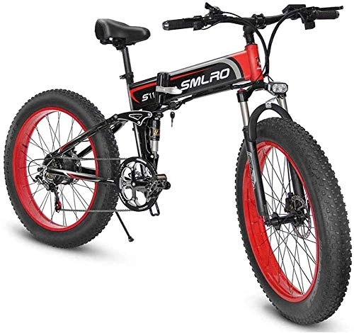 Electric Bike : Wlnnes 26''Folding Electric Snow Bike Aluminum Alloy Fat Tire E-Bikes Bicycles All Terrain, 3 Riding Modes Student Adults Electric Mountain Bikes, 348V 10.4Ah Removable Lithium-Ion Battery Bikes
