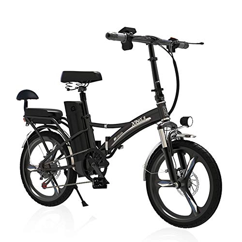 Electric Bike : WM Adult 20 Inch Folding Electric Bicycle Ebike 48v 20ah Lithium Battery Electric Mountain Bike 350w Power Bicycle Double Seat, Black