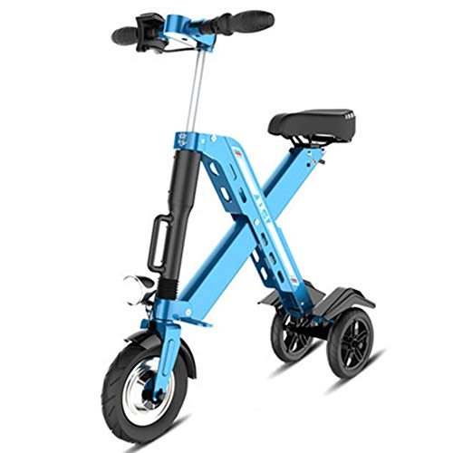 Electric Bike : WM Adult Electric Bicycle Folding Portable Aluminum Alloy Small Men And Women Electric Tricycle 350W Strong Motor Cruising Range 40km Maximum Load 120kg, Blue