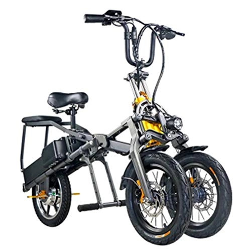 Electric Bike : WM Adult Electric Bicycle / one-button Quick-folding Lithium Battery Three-wheeled Electric Bicycle Removable 48V Lithium Ion Battery Front Led Light 70 To 80KM