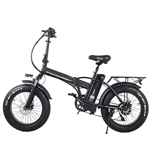 Electric Bike : WMLD 800W Brushless Motor Adult Folding Electric Bike 48V 15AH 45KM / H Mobility Mountain Bicycle 20 inch*4.0 Fat Tires E-Bike (Color : Black, Size : 48V 10AH)