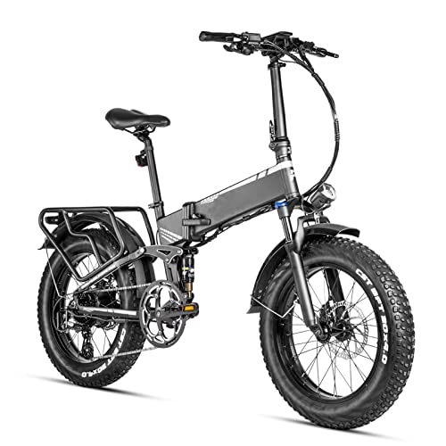 Electric Bike : WMLD Adult Electric Bike Foldable 750W 20 * 4.0 Inch Fat Tire Electric Bikes 48V 12Ah Battery Ebike (Color : Black)