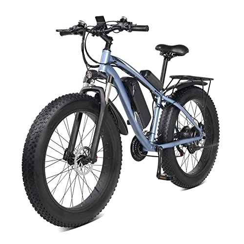 Electric Bike : WMLD Electric Bike 1000W for Adults 26 Inch Fat Tire Electric Bike Aluminum Alloy Outdoor Beach Mountain Bike Snow Bicycle Cycling (Color : Blue)
