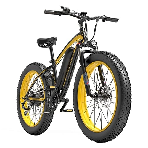 Electric Bike : WMLD Electric Bike 1000w for Adults, 48v 16Ah Lithium-Ion Battery Removable Electric Mountain Bicycle 26'' Fat Tire Ebike 25mph Snow Beach E-Bike (Color : 16AH yellow)