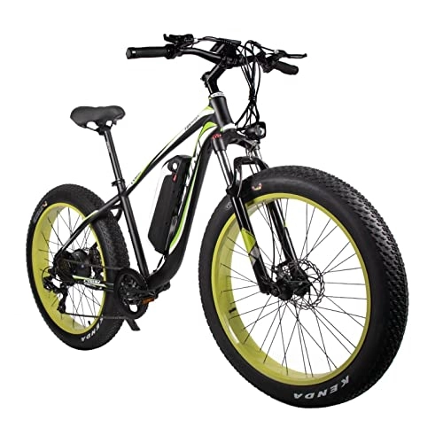 Electric Bike : WMLD Electric Bike Adults 1000W Motor 48V 17Ah Lithium-Ion Battery Removable 26'' 4.0 Fat Tire Ebike 28MPH Snow Beach Mountain E-Bike Shimano 7-Speed (Color : Green)