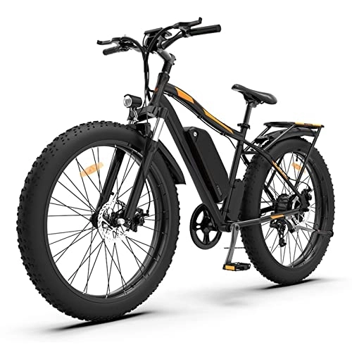 Electric Bike : WMLD Electric Bike for Adults 300 Lbs 28 Mph Electric Bike 26 Inch Fat Tire Snow Mountain E Bike 750W Motor 48V 13Ah Lithium Battery Bicycle (Color : Black)