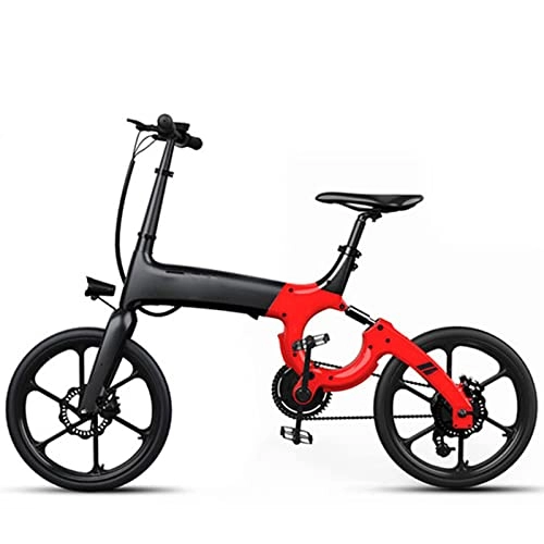 Electric Bike : WMLD Folding Electric Bikes for Adults 250W Motor 36V Hide Lithium Battery 20 Inch City Electric Bicycle ​Fold Ebik (Color : Red)