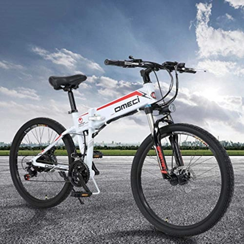 Electric Bike : WND lithium battery electric bike auxiliary mountain bike 21 speed Electric fold bicycle, 3-White