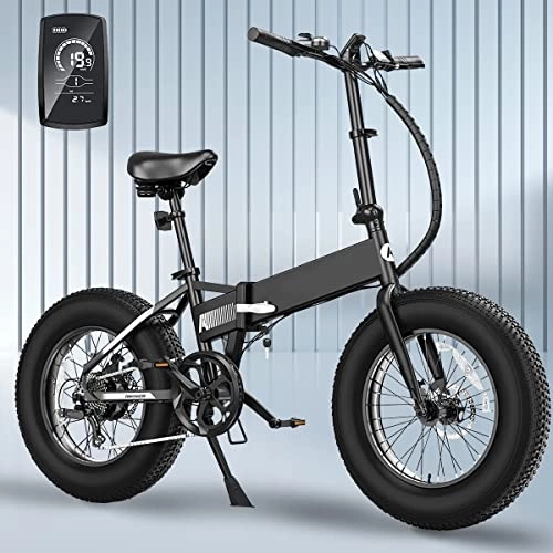 Electric Bike : WOGQX 20" X 4.0 Fat Electric Bike for Adults 48V 10AH Folding Electric Bike, Max Speed 28MPH Shimano 7-Speed, Adult Electric Bicycles, Bike Lithium Battery