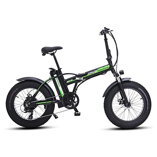 Electric Bike : WOkismx 20-Inch Foldable Electric Bicycle, 500W Beach Bike, 48V Removable Battery, Maximum Load-Bearing 180KG, 7-Speed Transmission, Green