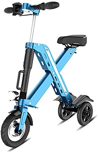 Electric Bike : Woodtree Folding Electric Bike, Adult Mini Folding Electric Car Bike Aluminum Alloy Frame Lithium Battery Bike Outdoors Adventure For Adult, Blue