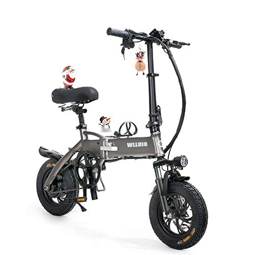 Electric Bike : WOTR 12'' Folding Electric Mountain Bike, 350W Motor, 3 Working Modes, 38 Miles Range and Dual Disc Brakes Alloy, Electric Bicycle for Adults and Teens, Easy Travel