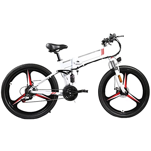 Electric Bike : WPeng Electric Bike, Adults Folding Mountain E-Bike, 3 Riding Modes, 350W Motor, 48V 10A Lithium Battery, Lightweight Magnesium Alloy Frame, LCD Screen for City, Outdoor, Cycling Travel, Work Out, White