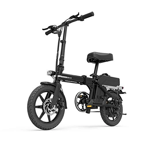 Electric Bike : WQY 200Km 48V 20AH Foldable with 14 Inch Tires E-Bike Electric Bike Electric Bicycle, Black