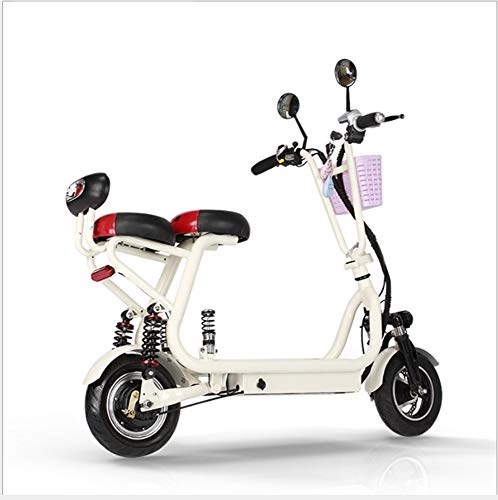 Electric Bike : WSBBQ Adult Electric Scooter 500W Folding Adjustable Outdoor Speed Electric Bicycle With Seat, Whitewithoutbattery