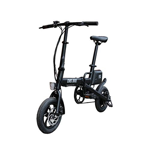Electric Bike : Wu's 12 Inches Folding Electric Bike, Removable Lithium Ion Battery, Disc And Electromagnetic Brakes, LCD Display, 25KM / H, Driving Range 30-40KM, Black