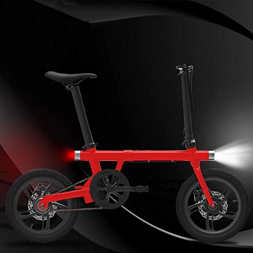 Electric Bike : Wu's 16 Inches Folding Electric Bike, Hidden Lithium Ion Battery, Disc Brakes, LCD Display, 25KM / H, Hybrid Driving Range 50KM, Aluminum Alloy Body, White