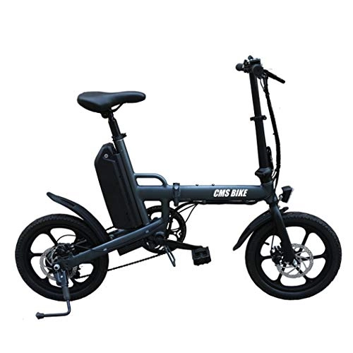 Electric Bike : Wu's 16 Inches Folding Electric Bike, Lithium Ion Battery, Disc Brakes, LCD Display, 25KM / H, Driving Range 50-60KM, 6 Speeds, Aluminum Alloy Body, Gray