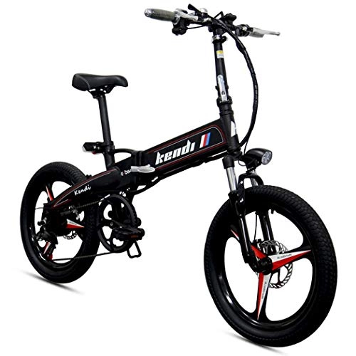 Electric Bike : Wu's 20 Inches Folding Electric Bike, Hidden Lithium Ion Battery, Disc Brakes, LCD Display, 30KM / H, Shock Absorber, Driving Range 40KM, 7 Speeds, Black
