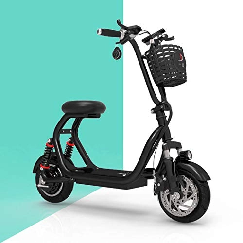 Electric Bike : Wu's Two-Wheel Folding Electric Bike, Lithium Ion Battery, Disc And Drum Brakes, LCD Display, 35KM / H, Driving Range 40KM, Four Shock Absorber, Black
