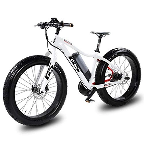 Electric Bike : WuKai 26 Inch Carbon Fiber Fat Tire Off-road Power Electric Vehicle Mountain Bike Lithium Battery Bicycle Electric Bicycle