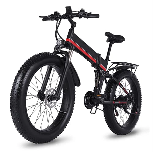 Electric Bike : WUYANJUN Electric Powerful Bicycle, 26“ Fat Tire Bike, 1000w Moped Folding Snow Beach Mountain Ebike, for Adults Powerful Ebike, for Cycling Enthusiasts